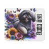Tapis de Souris Shih Tzu Mignon avec Fleurs Colorées Illustration Artistique et Papillons