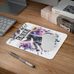 Tapis de Souris Saluki Artistique avec Fleurs Colorées  Lévrier Élégant Illustré sur Fond Floral Pastel