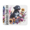 Tapis de Souris Portuguese Water Dog avec Fleurs – Chien Sportif Noir et Blanc Illustré Style Aquarelle