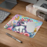Tapis de Souris Licorne Kawaii Magique  Design Pastel Arc-en-Ciel avec Fleurs et Paillettes
