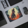 Tapis de Souris T-Rex Jurassic Dinosaure Tyrannosaure en Forêt sous Pleine Lune