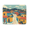 Tapis de Souris Village Mexicain  Scène Colorée de Rue ensoleillée avec Maisons Traditionnelles