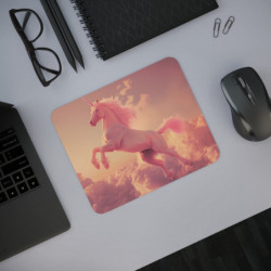 Tapis de Souris Licorne Rose – Illustration Magique de Licorne dans les Nuages