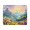Tapis de Souris Paysage Montagne Fleurie Scène de Nature avec Arc-en-Ciel et Champs de Fleurs