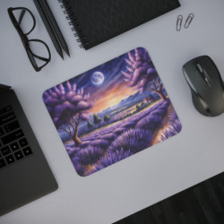 Tapis de Souris Champ de Lavande au Clair de Lune – Paysage Nocturne Poétique & Relaxant