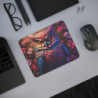 Tapis de Souris Chouette Colorée Hibou Artistique aux Plumes Multicolores et Fleurs