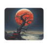 Tapis de Souris Lune Rouge et Arbre Tordu Illustration Nocturne Fantastique  Ambiance Sombre