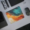 Tapis de Souris Abstrait Bleu et Orange Design Artistique Fluide et Coloré Accessoire Élégant pour Bureau, Gamer, Cadeau Déco