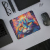 Tapis de Souris Chat Psychédélique Coloré Design Arc-en-Ciel Artistique et Abstrait