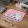 Tapis de Souris Chaton Mignon Bébé Chat Gris aux Yeux Doux sur Fond Rose Accessoire  pour Bureau, Gaming ou Cadeau