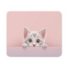 Tapis de Souris Chaton Mignon Yeux Ronds Bébé Chat Adorable sur Fond Rose Pastel