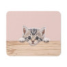 Tapis de Souris Chaton Curieux  Bébé Chat Adorable Espionnant par-dessus une Planche