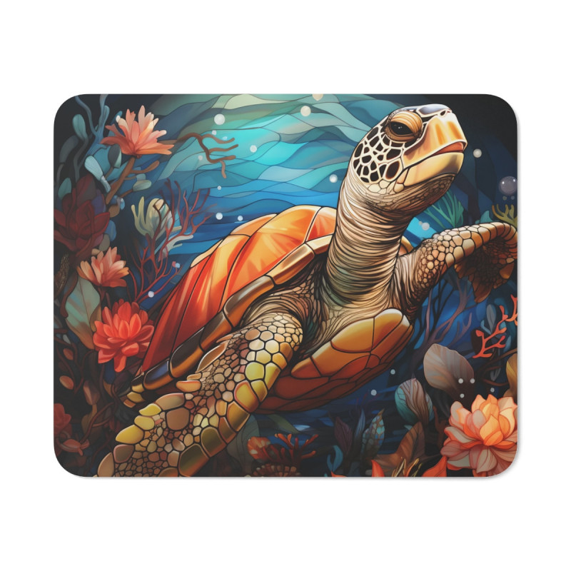 Tapis de Souris Tortue de Mer Design Océan Artistique & Corail Accessoire Bureau ou Gaming