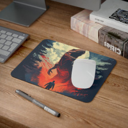 Tapis de Souris Dinosaure T-Rex Géant  Illustration Épique Face à un Homme