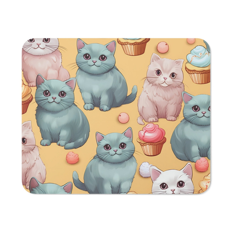 Tapis de Souris Chat Kawaii & Cupcakes – Design Mignon et Coloré pour Bureau ou Gaming