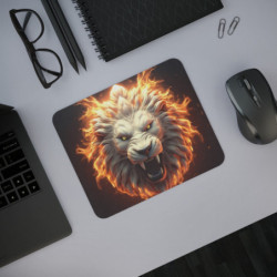 Tapis de Souris Lion en Feu – Illustration Puissante Flamboyante