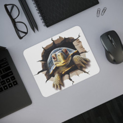 Tapis de Souris Tortue 3D 22x18 cm – Effet Mur Fissuré Réaliste