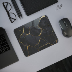 Tapis de Souris Marbre Noir et Or 22x18 cm – Design Élégant & Moderne