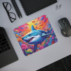 Tapis de souris 22x18 cm – Requin Stylisé dans Océan Multicolore –