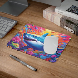 Tapis de souris 22x18 cm – Requin Stylisé dans Océan Multicolore –