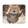 Tapis de souris 22x18 cm – Chat Hiver Bondissant – Illustration Mignonne