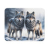 Tapis de souris 22x18 cm – Loups dans la Neige – Illustration Hivernale Réaliste – Surface Lisse, Base Antidérapante