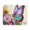 Tapis de souris 22x18 cm Papillon Arc-en-Ciel & Fleurs Illustration Florale Colorée Surface Lisse, Base Antidérapante