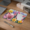 Tapis de souris 22x18 cm – Deux Cochons Roses & Fleurs Printanières