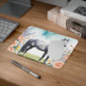 Tapis de souris 22x18 cm – Cheval Gris & Fleurs Printanières