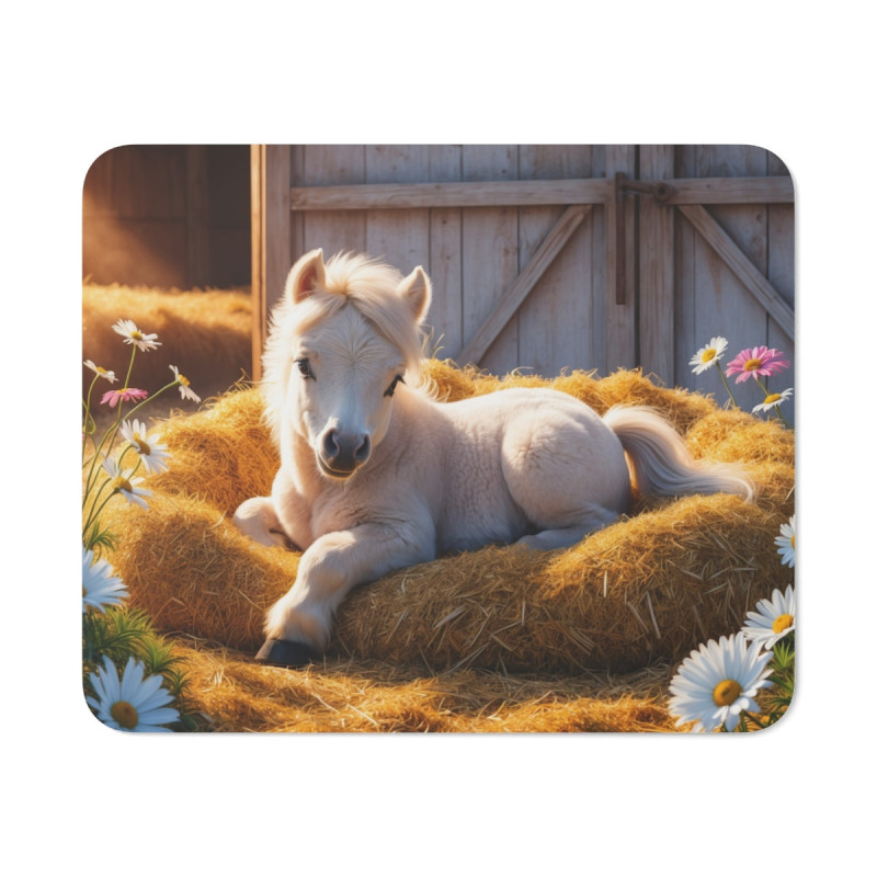 Tapis de souris 22x18 cm – Poulain Crème sur Paille