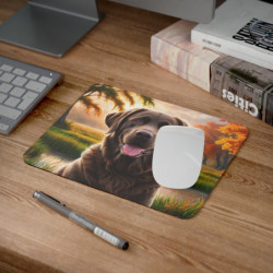 Tapis de souris 22x18 cm – Labrador Chocolat en Automne – Illustration Animalière