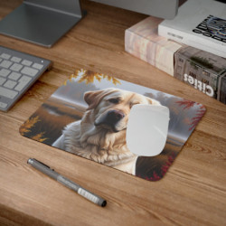 Tapis de souris 22x18 cm – Labrador Sable en Paysage Brumeux – Illustration Automnale