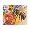 Tapis de souris 22x18 cm Abeille & Rayon de Miel avec Fleurs Illustration Aquarelle Éclatante Surface Lisse, Base Antidérapante