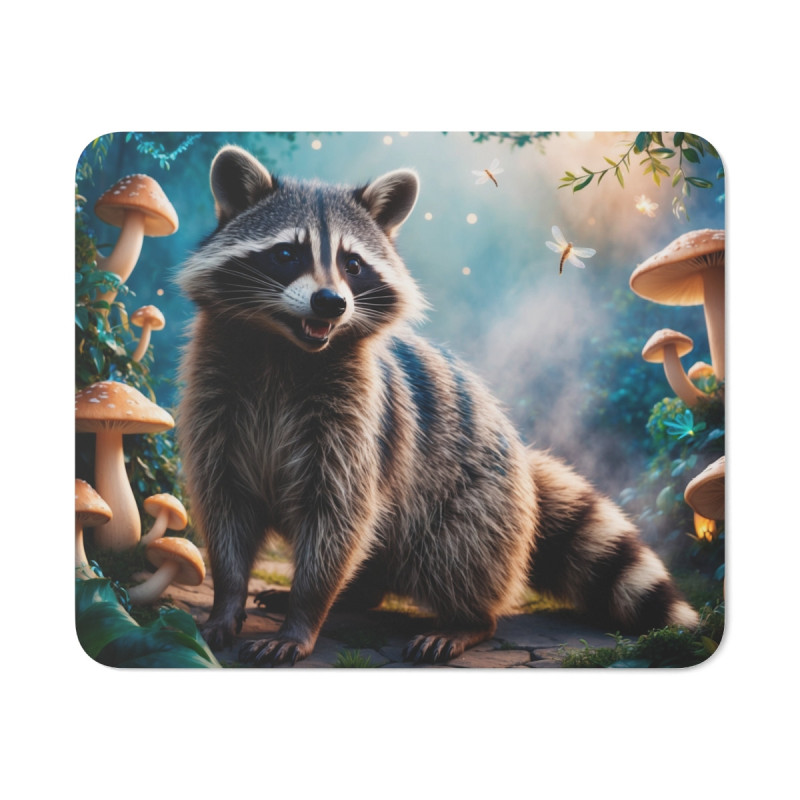 Tapis de souris 22x18 cm – Raton Laveur Forêt Enchantée – Illustration Fantastique RéalistE