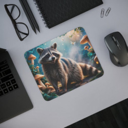 Tapis de souris 22x18 cm – Raton Laveur Forêt Enchantée – Illustration Fantastique RéalistE