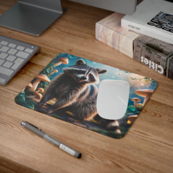 Tapis de souris 22x18 cm – Raton Laveur Forêt Enchantée – Illustration Fantastique RéalistE