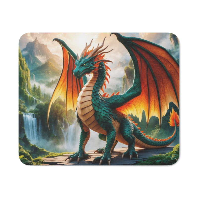 tapis de souris 22x18 cm – Dragon Vert Écailleux & Cascades