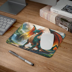 tapis de souris 22x18 cm – Dragon Vert Écailleux & Cascades