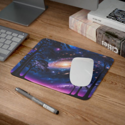 Tapis de souris 22x18 cm – Galaxie Fantastique & Forêt Nocturne – Illustration Cosmique