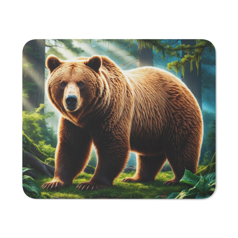 Tapis de souris 22x18 cm Ours Brun Majestueux en ForêtIllustration Nature Sauvage