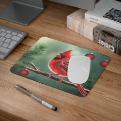 Tapis de souris 22x18 cm – Cardinal Rouge de Noël – Hiver Festif & Sapin