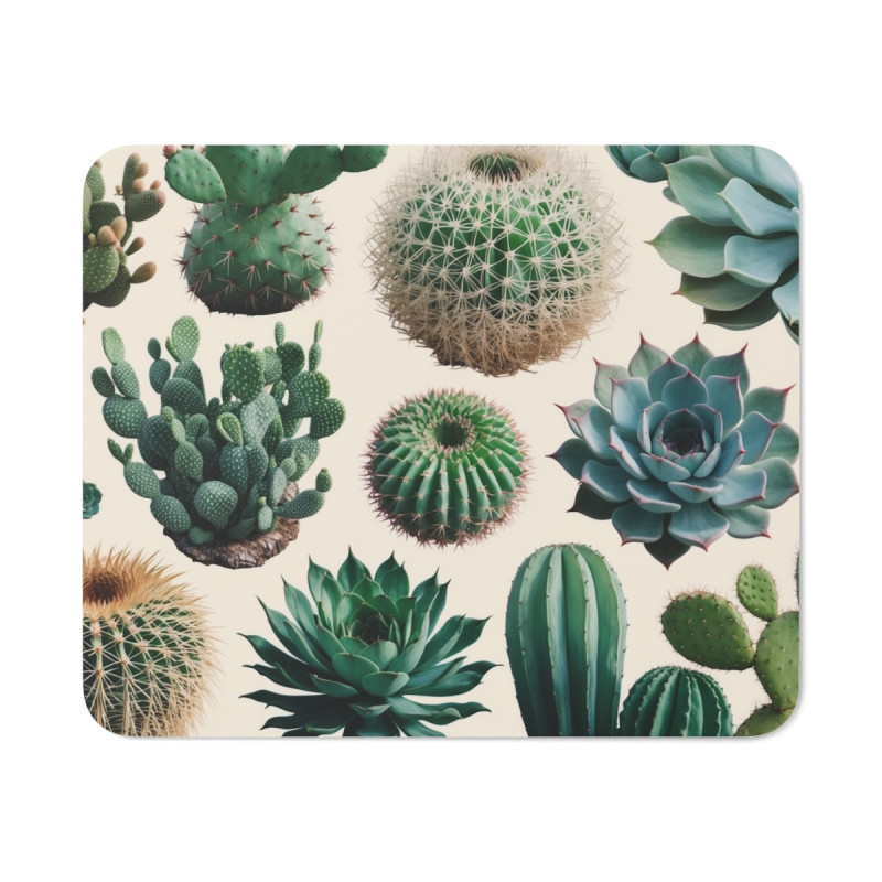 Tapis de souris 22x18 cm – Cactus & Succulentes – Design Botanique Moderne –
