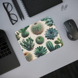 Tapis de souris 22x18 cm – Cactus & Succulentes – Design Botanique Moderne –