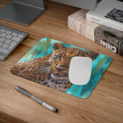 Tapis de souris 22x18 cm Léopard aux Yeux Turquoise  Design Animalier Réaliste