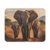 Tapis de souris 22x18 cm – Famille d’Éléphants dans la Savane – Coucher de Soleil