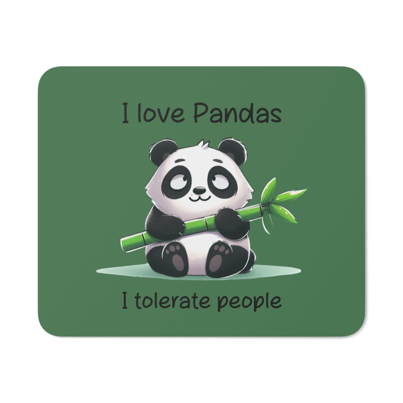 Tapis de souris 22x18 cm – Panda Mignon & Message Drôle – « I Love Pandas – I Tolerate People »
