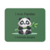 Tapis de souris 22x18 cm – Panda Mignon & Message Drôle – « I Love Pandas – I Tolerate People »