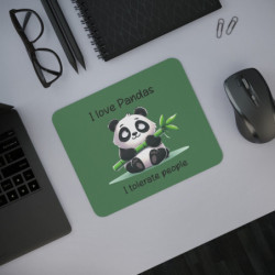 Tapis de souris 22x18 cm – Panda Mignon & Message Drôle – « I Love Pandas – I Tolerate People »