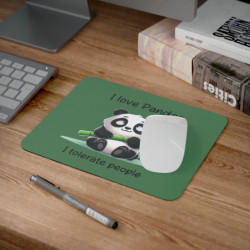 Tapis de souris 22x18 cm – Panda Mignon & Message Drôle – « I Love Pandas – I Tolerate People »