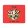 Tapis de souris 22x18 cm – Chèvre Fun & Message Drôle « Relax, I've Goat This » – Fond Rouge